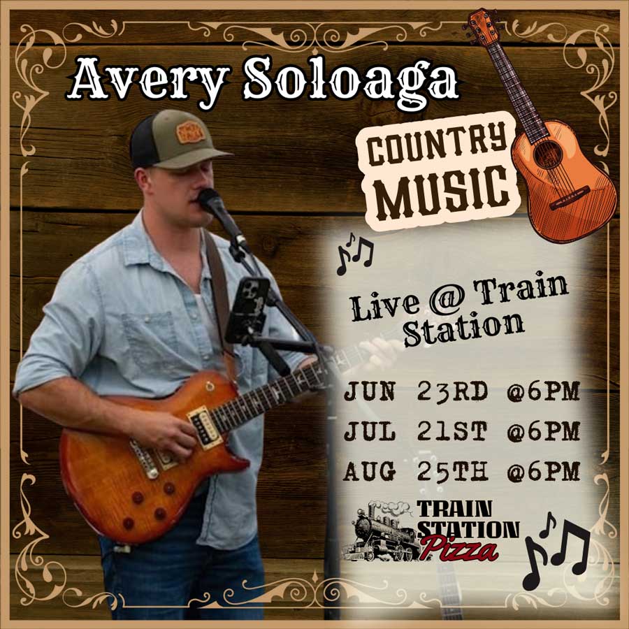 Avery Soloago at Train Station Pizza, June 23, July 21 and August 25 at 6pm